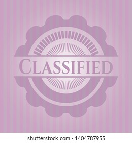 Classified realistic pink emblem. Vector Illustration. Detailed.