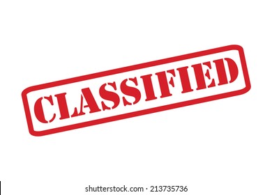 'CLASSIFIED' Red Stamp vector over a white background.