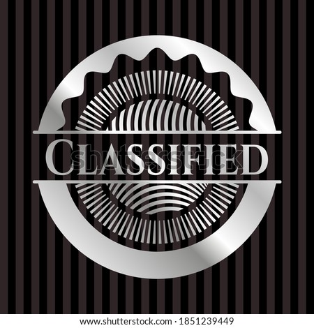 Classified silver emblem or badge. Vector Illustration. Mosaic. 