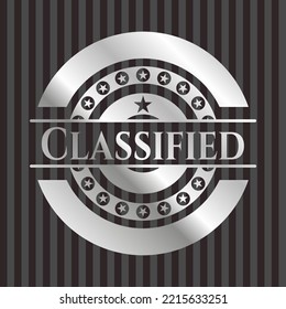 Classified silver shiny badge. Vector Illustration. Mosaic. 