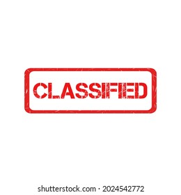 Classified Stamp. Red Verified Rectangular Rubber Stamp Icon Isolated On A White Background. Classified Labels. Simple Classified Icon