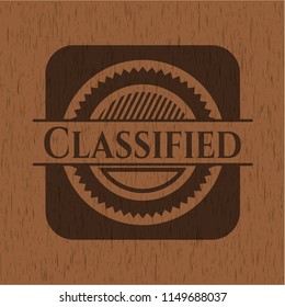 Classified vintage wooden emblem