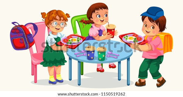 Classmates Having Lunch Dining Room Stock Vector (Royalty Free ...