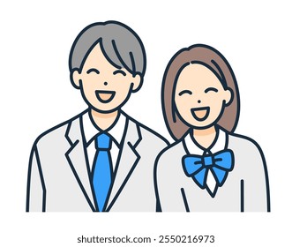 Classmates laughing together. Vector illustration of boys and girls representing a fun junior high school life.