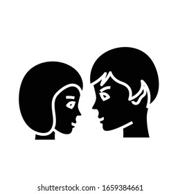 Classmates relations black icon, concept illustration, vector flat symbol, glyph sign.