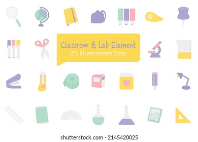 Classrom and Lab Elements Graphic Illustration