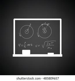 Classroom blackboard icon. Black background with white. Vector illustration.