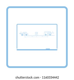 Classroom blackboard icon. Blue frame design. Vector illustration.