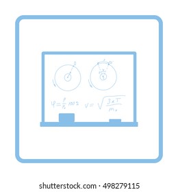 Classroom blackboard icon. Blue frame design. Vector illustration.
