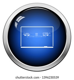 Classroom Blackboard Icon. Glossy Button Design. Vector Illustration.