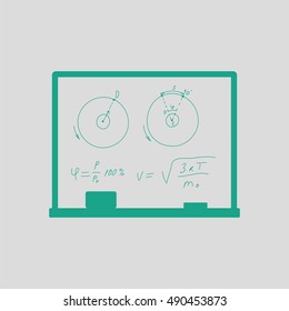 Classroom blackboard icon. Gray background with green. Vector illustration.