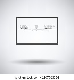 Classroom blackboard icon on gray background, round shadow. Vector illustration.