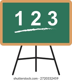 Ícone de quadro de aula ou quadro-negro. Ilustração vetorial educação 123 números tripé cavalete suporte elemento gráfico plano para educação, ensino, aprendizagem, apresentação, treinamento e design acadêmico.