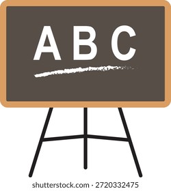Ícone de quadro de aula ou quadro-negro. Ilustração vetorial educação alfabeto ABC tripé cavalete suporte elemento gráfico plano para educação, ensino, aprendizagem, apresentação, treinamento e design acadêmico.