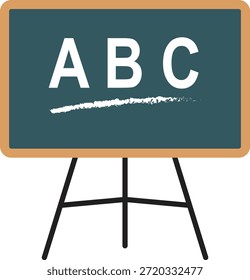 Classroom board or chalkboard icon. Vector illustration education ABC alphabet tripod easel stand flat graphic element for education, teaching, learning, presentation, training and academic design.