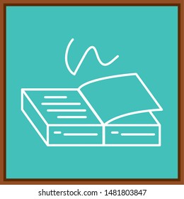 classroom board with drawing of book open