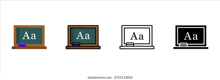 Classroom board icons collection flat outline solid style