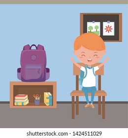 Classroom and boy of school design