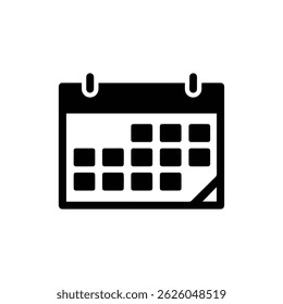 Classroom Calendar Icon on the Wall in Black Filled Design