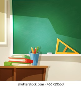 Classroom Cartoon Background. School Lesson Vector Illustration.  Education Design.Classroom Decorative Illustration. 