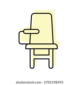 Cadeira de sala de aula cor sombra ícone de linha fina, vetor, pixel perfect, arquivo ilustrador 
