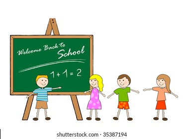 Classroom with children at the first school day.