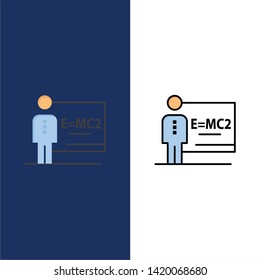 Classroom, Class, Teacher, Room  Icons. Flat and Line Filled Icon Set Vector Blue Background