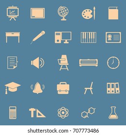 Classroom color icons on blue background, stock vector