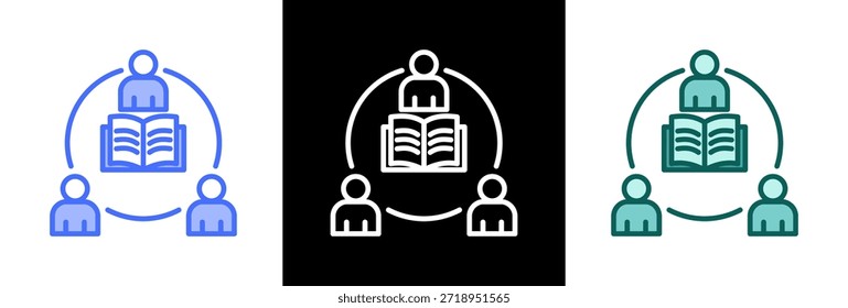 Icono de cooperación en el aula Ilustración vectorial triple