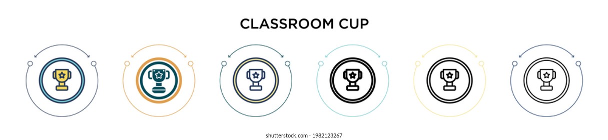 Classroom cup icon in filled, thin line, outline and stroke style. Vector illustration of two colored and black classroom cup vector icons designs can be used for mobile, ui, web