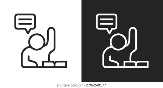 Icono De Discusión En El Aula En Estilo De Línea En Blanco Y Negro