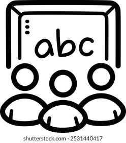 Ícone e ilustração de vetor de doodle da sala de aula
