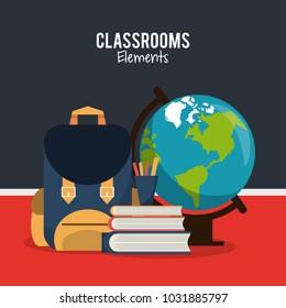 Classroom elements cartoon