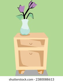 Classroom Environment such as Chalkboard, Wooden Table, Window, and Flower Vase