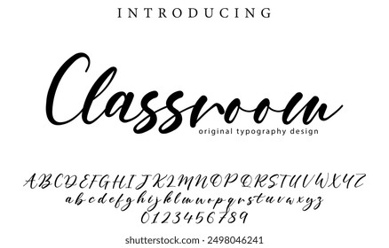 Klassenzimmer Font Stilvoller Pinsel gemalt ein Großbuchstaben, Vektorbuchstaben, Alphabet, Schrift
