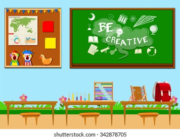 Classroom Full Of Objects Illustration