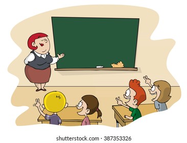Classroom full of students learning and participating in class