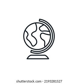 Un icono del globo de un aula. Símbolo de geografía y nuevos descubrimientos. Concepto de educación escolar. Se puede usar en medios sociales, tipografía y diseño web. Ilustración vectorial aislada en fondo blanco.
