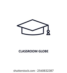 classroom globe outline icon.  Thin line icon from education collection. Editable vector isolated on white background