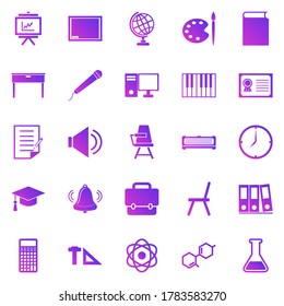 Classroom gradient icons on white background, stock vector