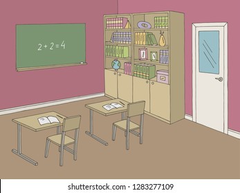 Classroom graphic color school interior sketch illustration vector