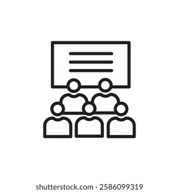 Classroom icon black and white vector outline sign