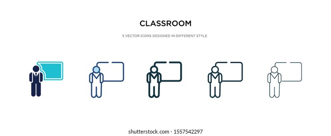 classroom icon in different style vector illustration. two colored and black classroom vector icons designed in filled, outline, line and stroke style can be used for web, mobile, ui