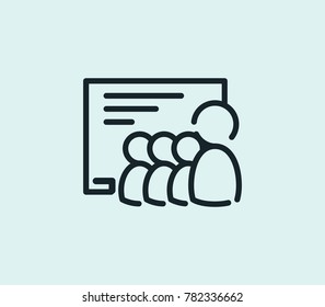 Classroom icon line isolated on clean background. Training concept drawing icon line in modern style. Vector illustration for your web site mobile logo app UI design.