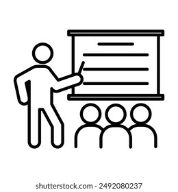 Classroom icon linear logo mark in black and white