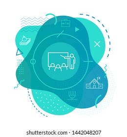 Classroom icon on Modern Background - Editable stroke