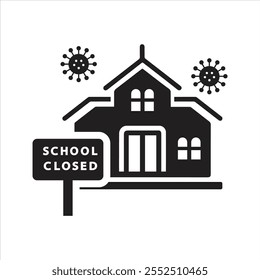 Classroom icon, School is closed due to coronavirus icon