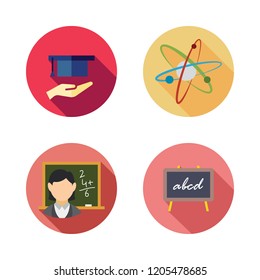 classroom icon set. vector set about teacher, physics, scholarship and blackboard icons set.