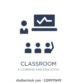 Classroom icon. Trendy flat vector Classroom icon on white background from E-learning and education collection, vector illustration can be use for web and mobile, eps10