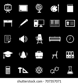 Classroom icons on black background, stock vector
